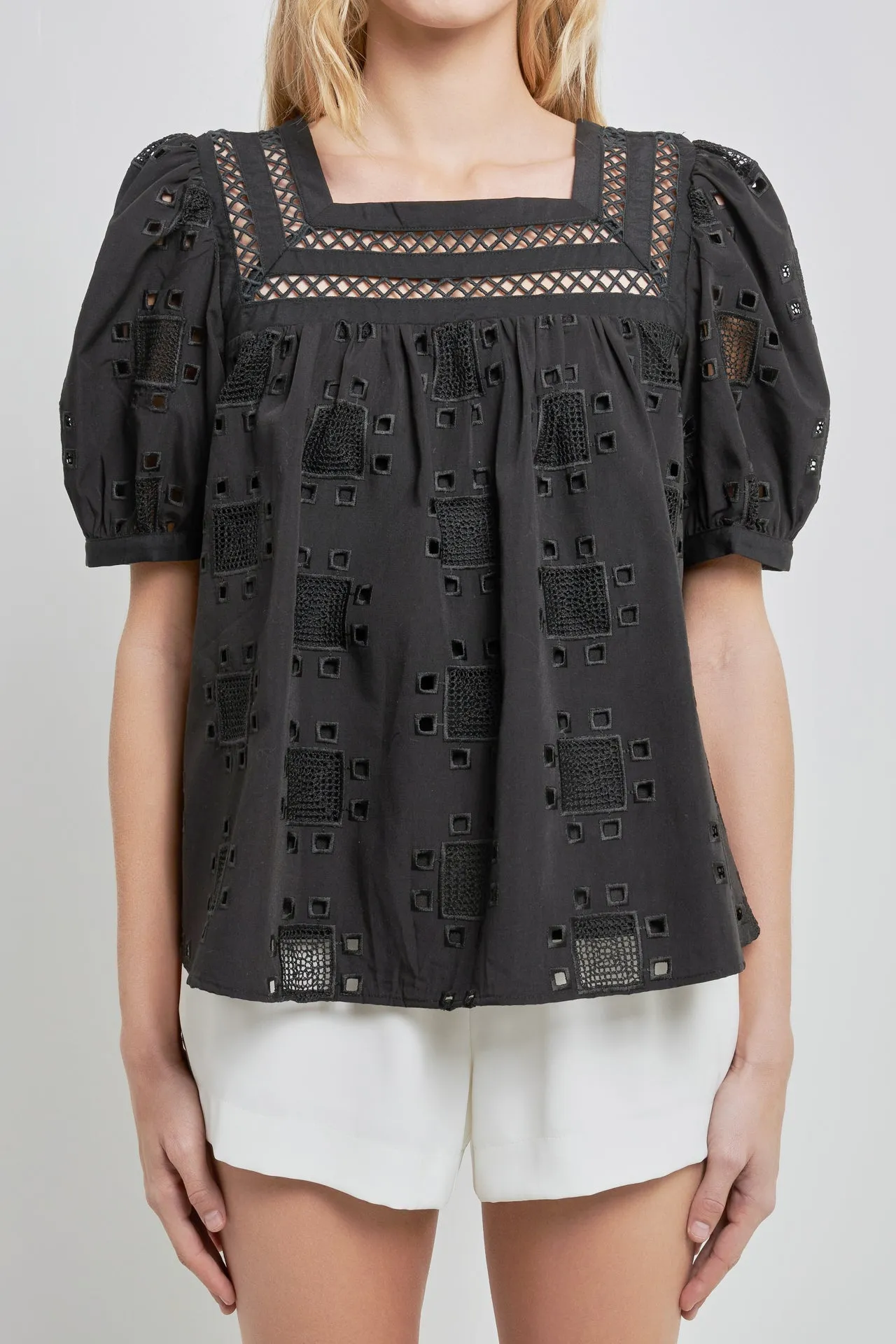 English Factory - Square Neck Embroidered Top