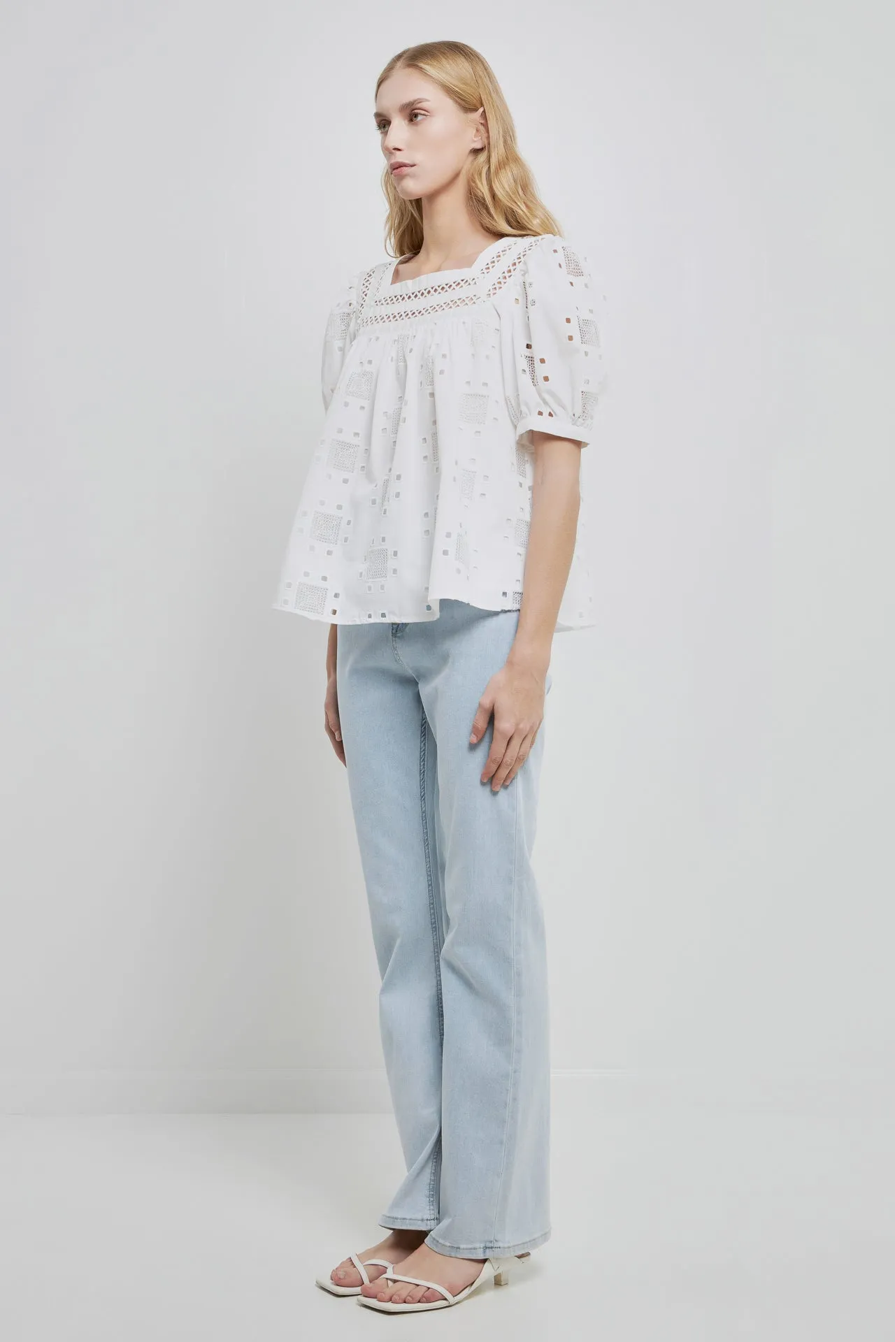 English Factory - Square Neck Embroidered Top