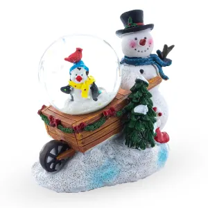 Frosty Friends Snowman Mini Water Snow Globe With Penguin And Cardinal