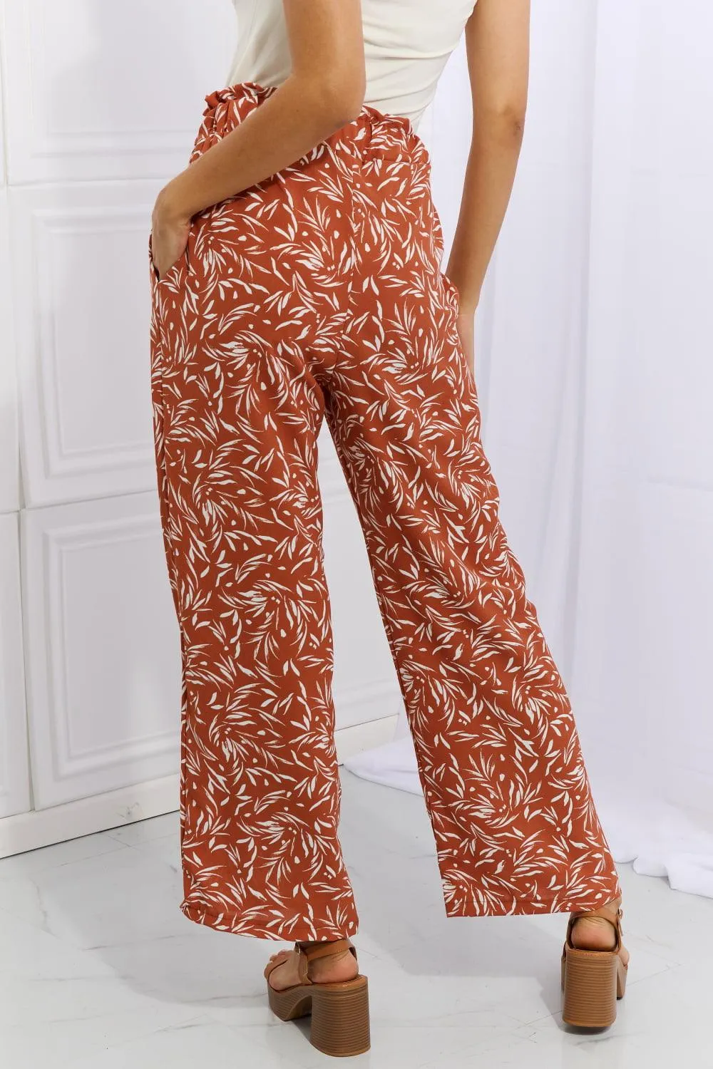 Full Size Printed Pants in Red Orange