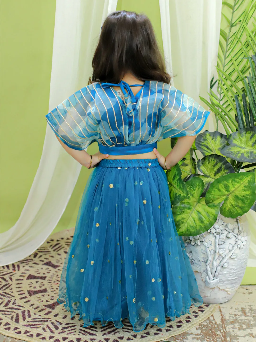 Girl's Silk Blue Lehenga Sets - Bownbee