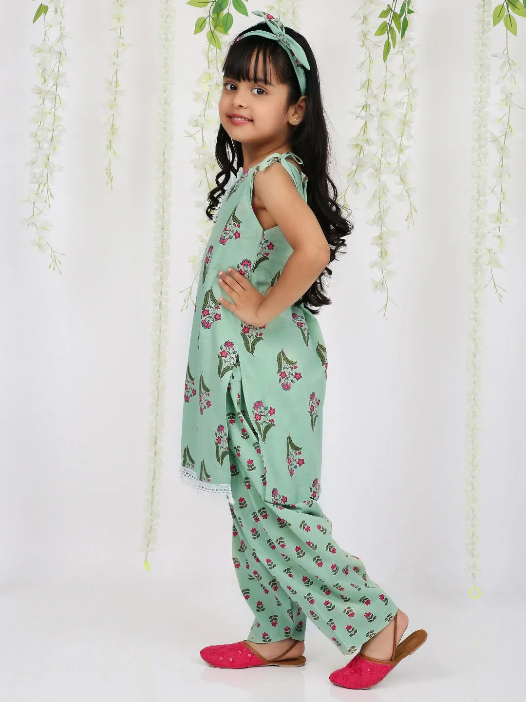 Girl's Summer Blossom kurti salwar with hair band - KID1 Girls