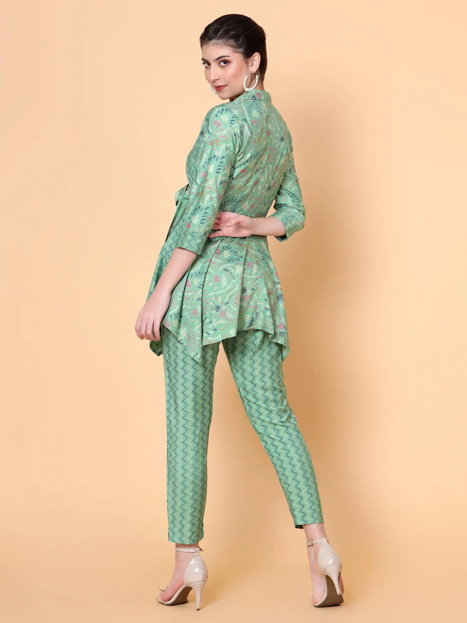 Green Silk Blend Co-Ord Set