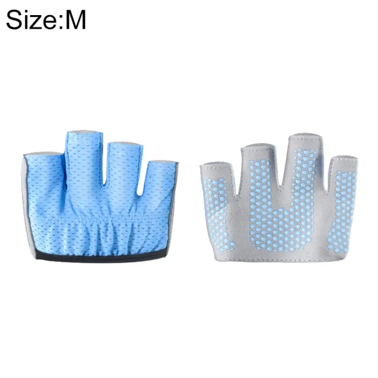 Half Finger Yoga Gloves Anti-skid Sports Gym Palm Protector, Size: M, Palm Circumference: 18cm(Blue)