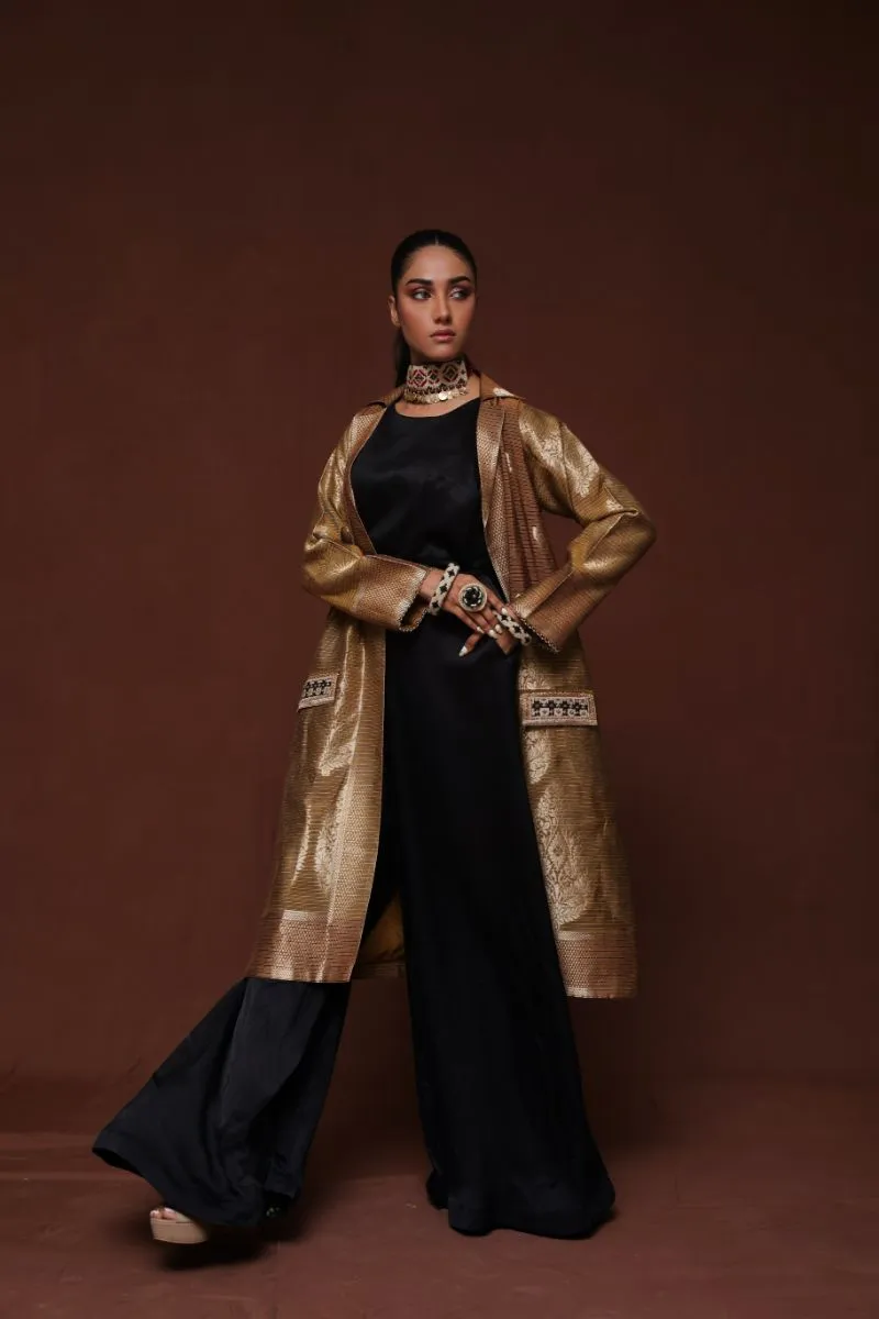 Huma Adnan - Aabroo - Gold - Jamawar - 1 Piece