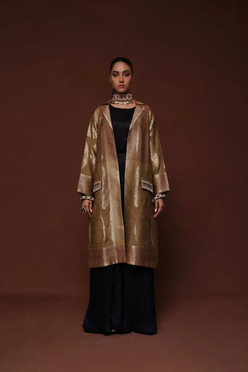 Huma Adnan - Aabroo - Gold - Jamawar - 1 Piece