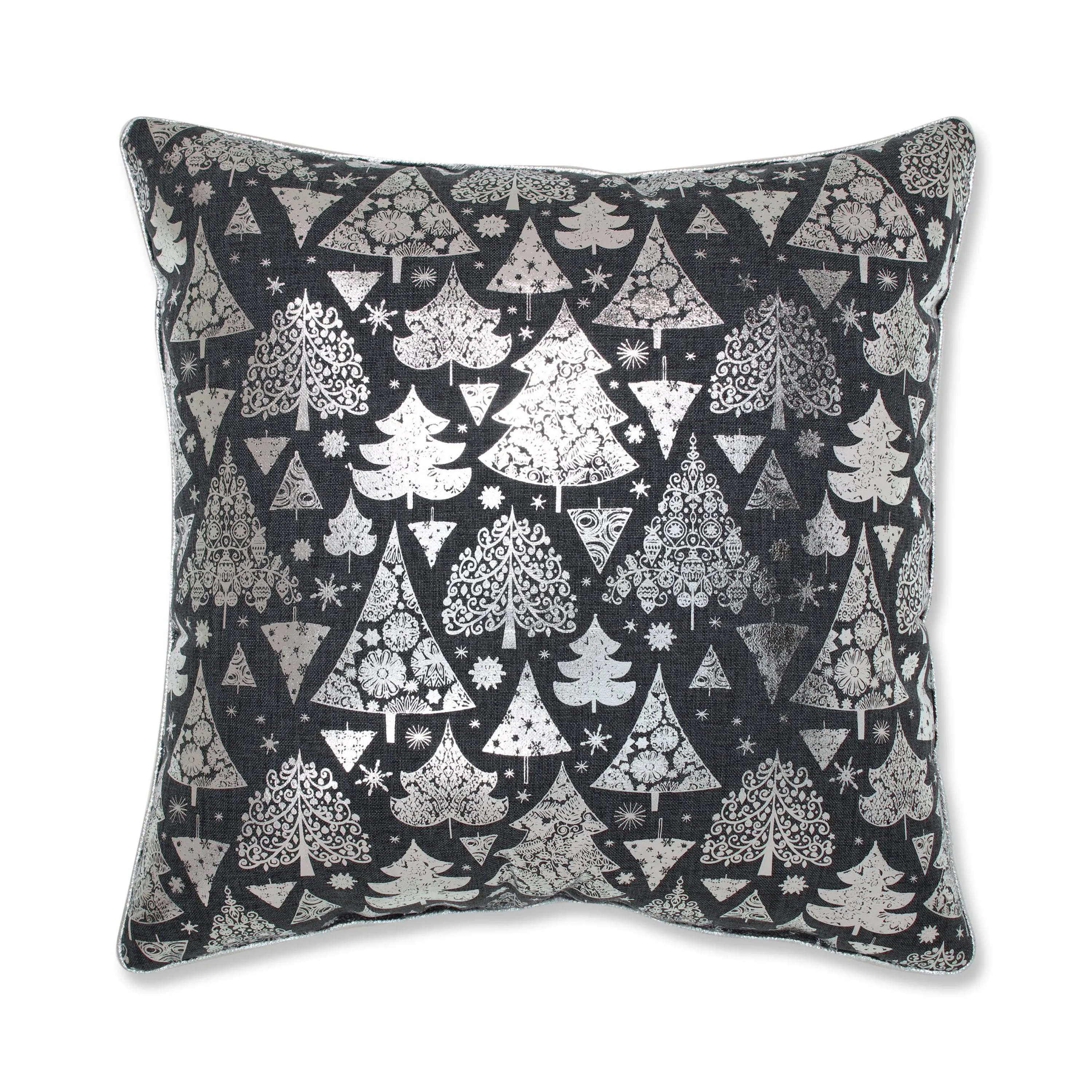 Indoor Metallic Christmas Trees Pillow Gray 16.5-inch Throw Pillow