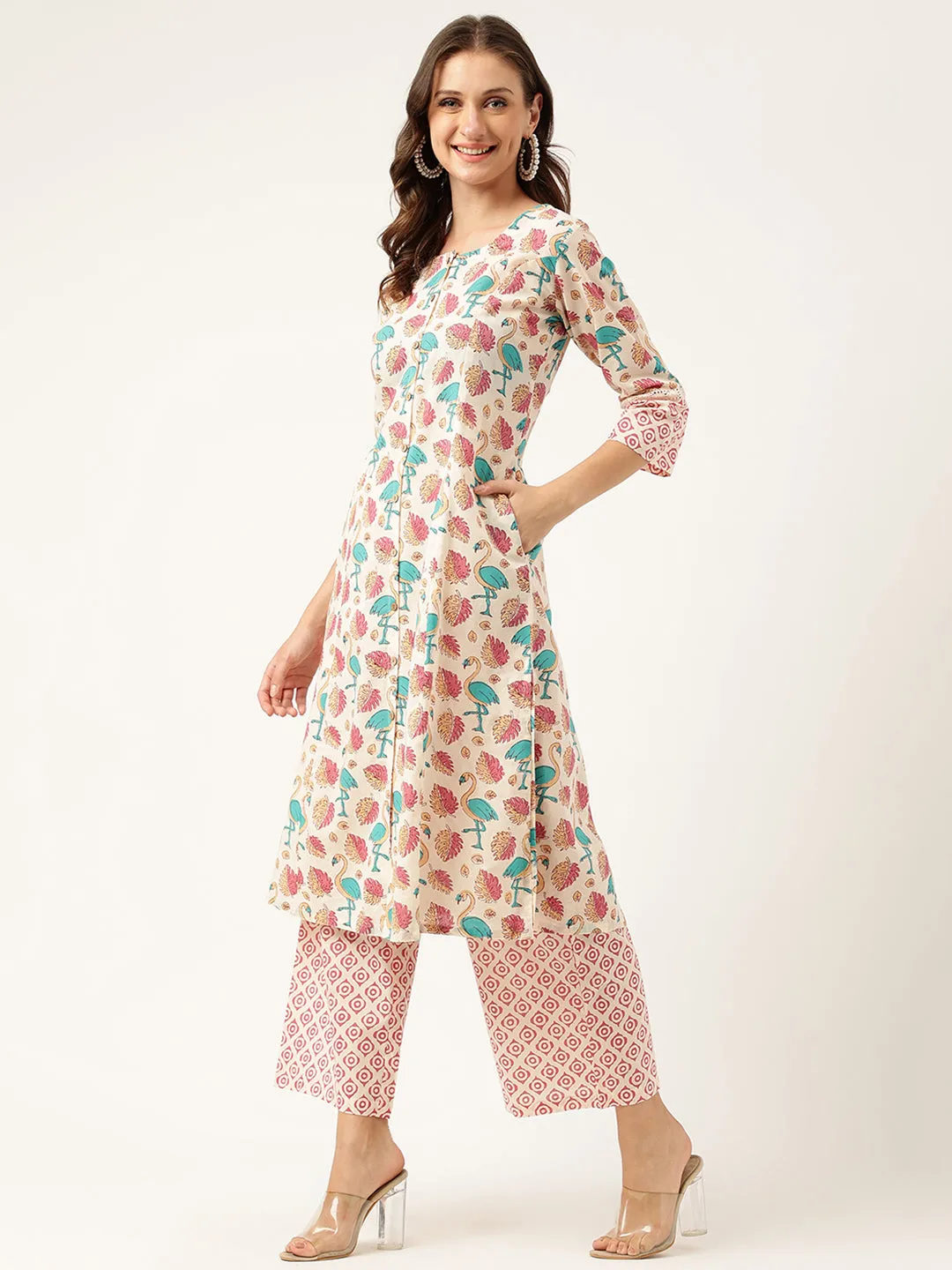 Jashvi Floral Cotton Kurta with Trouser set