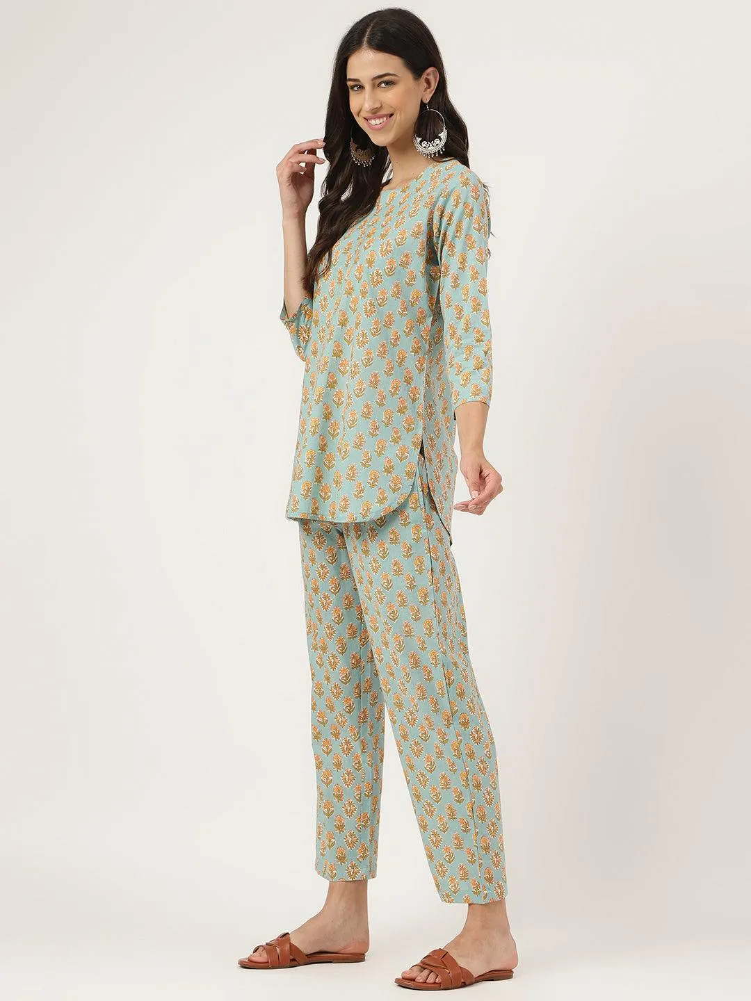 Jashvi light Green Printed Loungewear/Nightwear