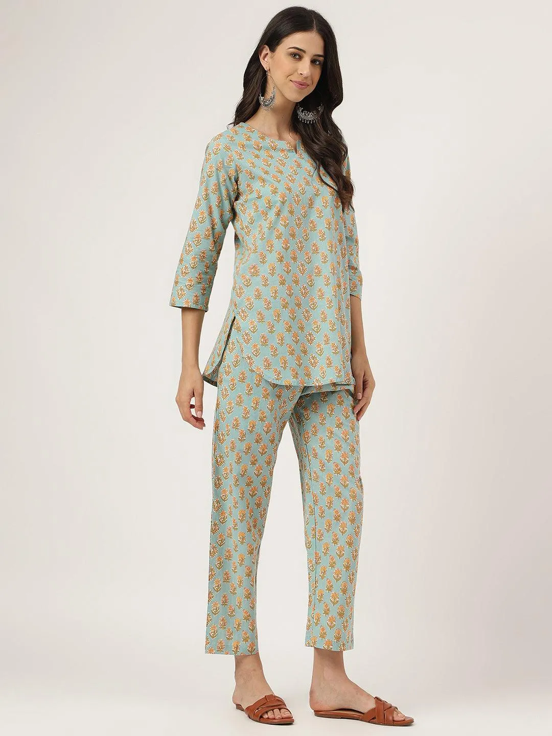 Jashvi light Green Printed Loungewear/Nightwear