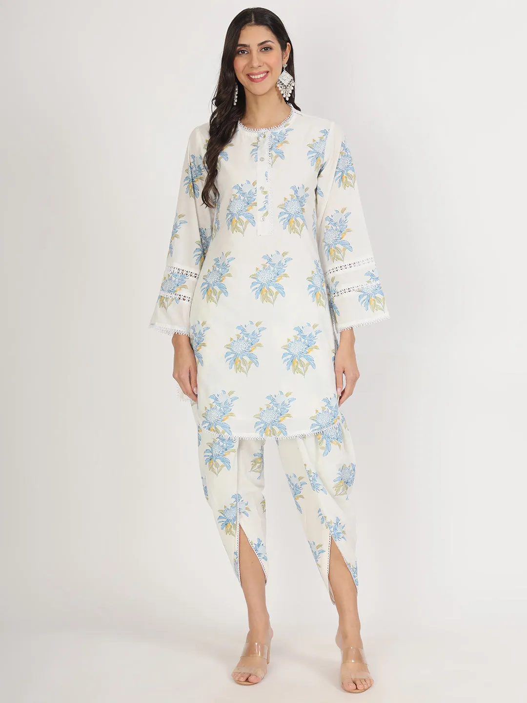 Jashvi off White Floral Print Cotton Co-ord set