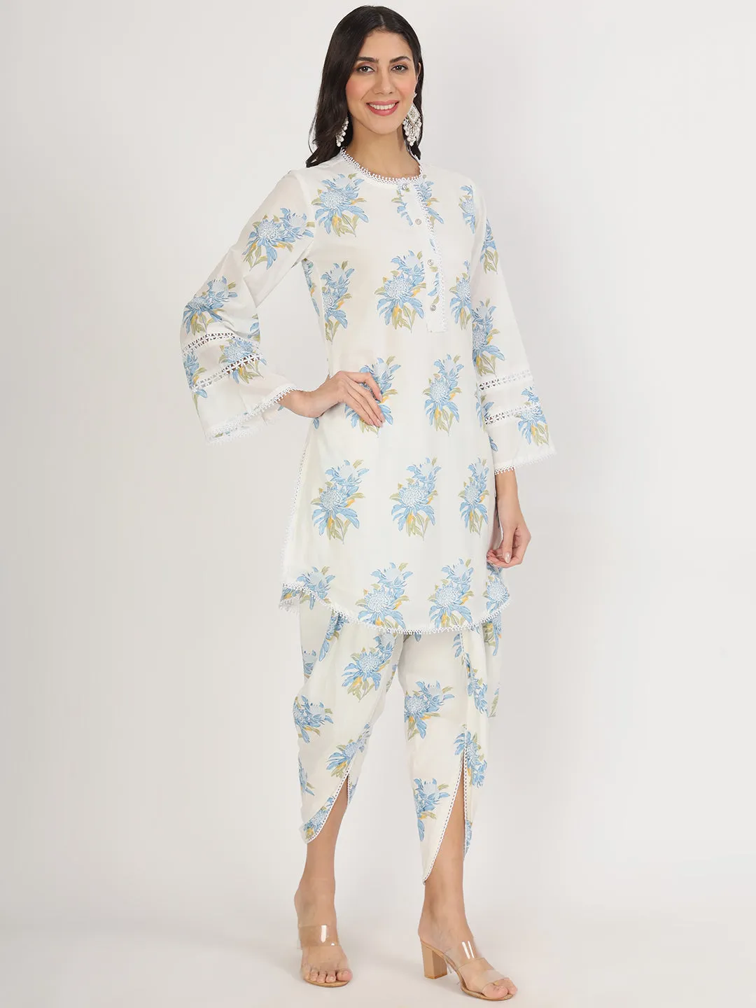 Jashvi off White Floral Print Cotton Co-ord set