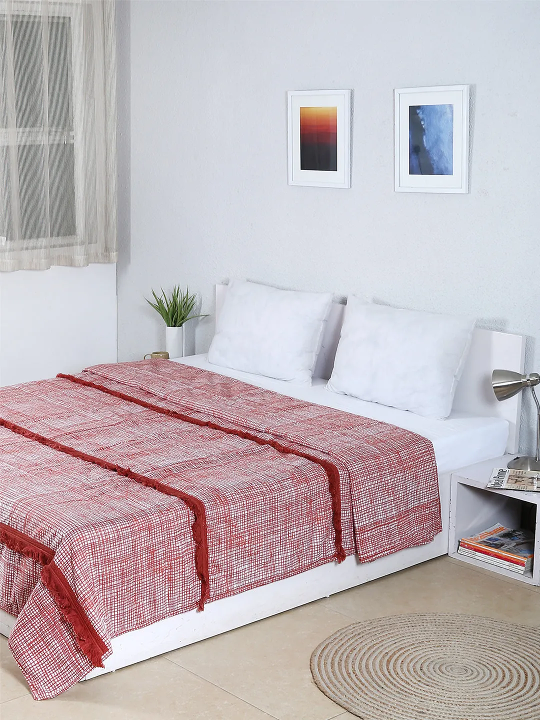 Kattam-Kuta Double Bedcover (Red)