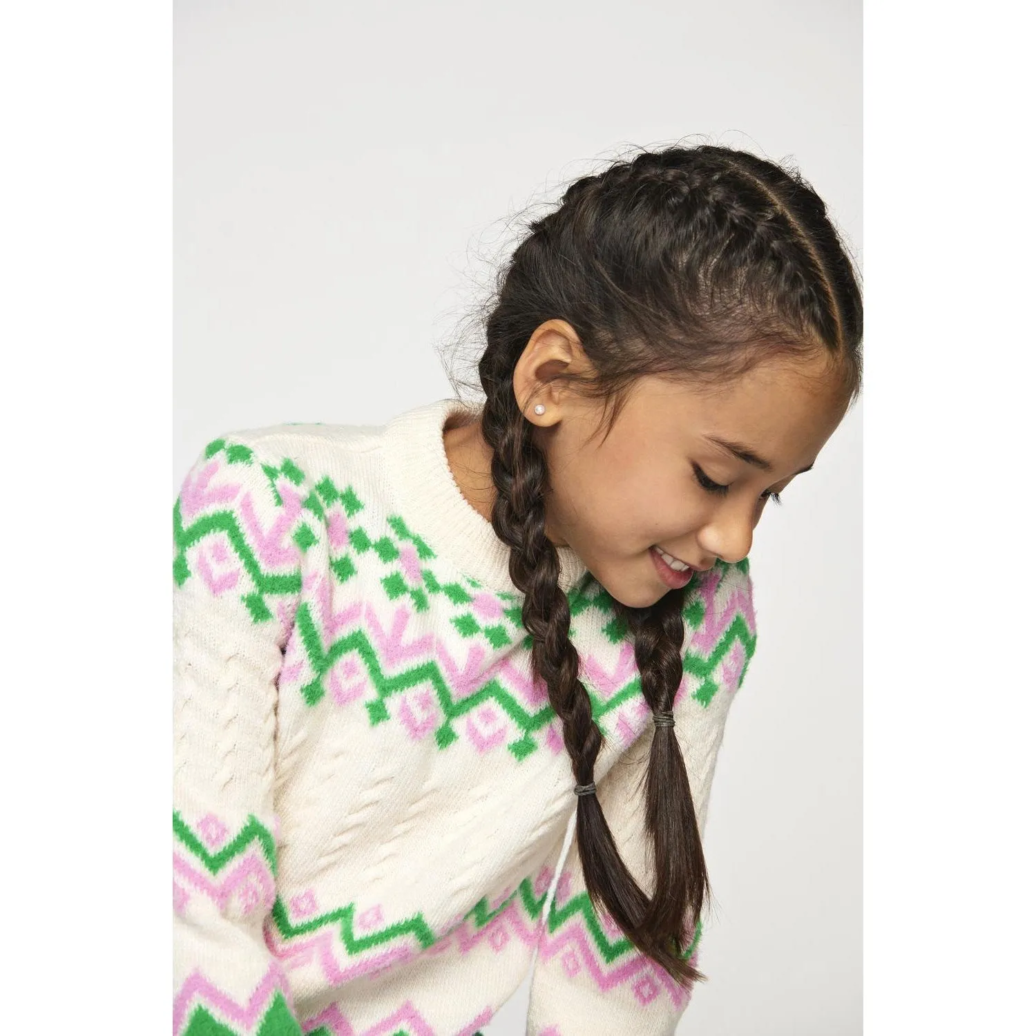 kids ONLY Cloud Dancer Bonbon / Island Green Annabelle Pullover Knit