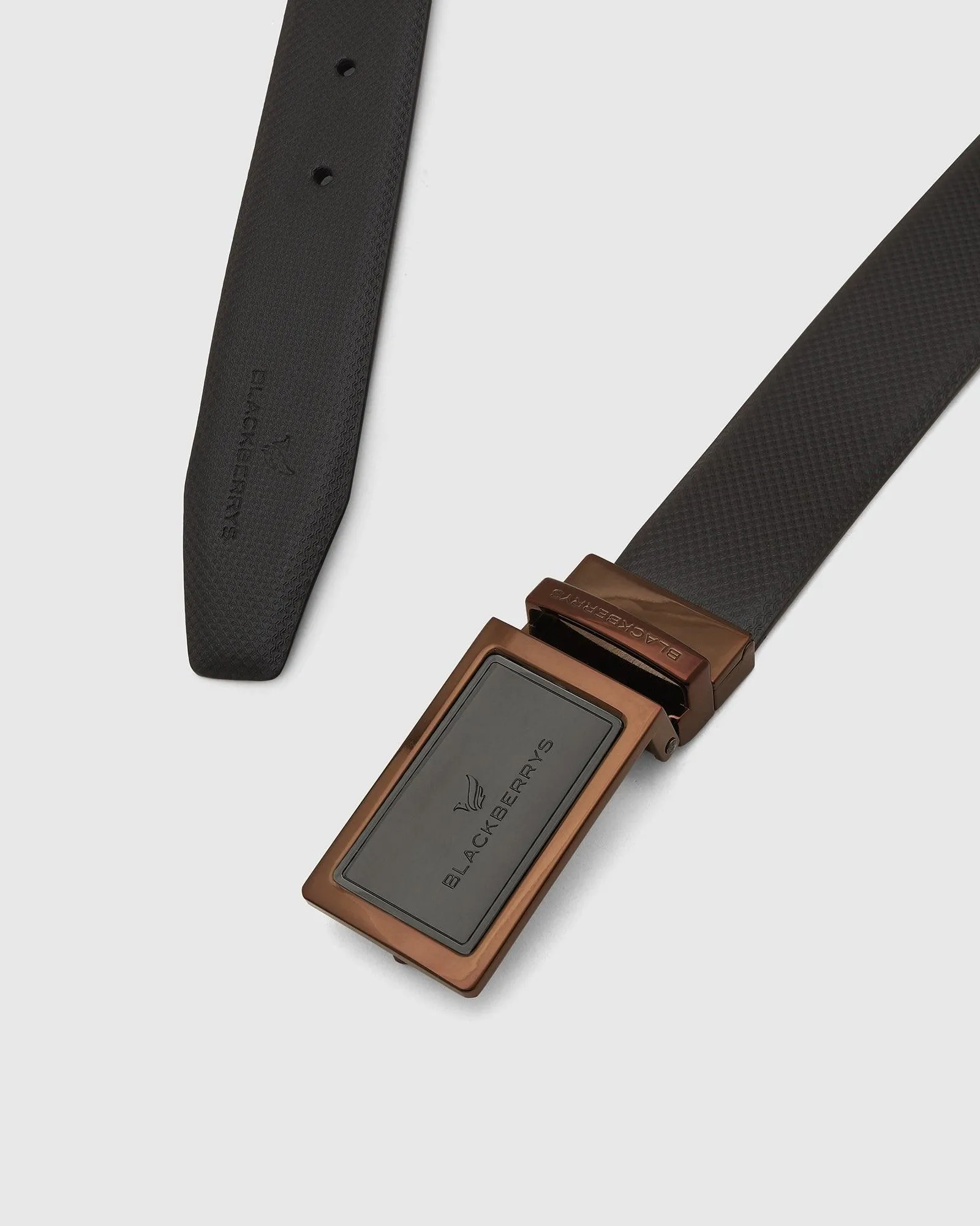 Leather Reversible Black & Brown Textured Belt - Trey