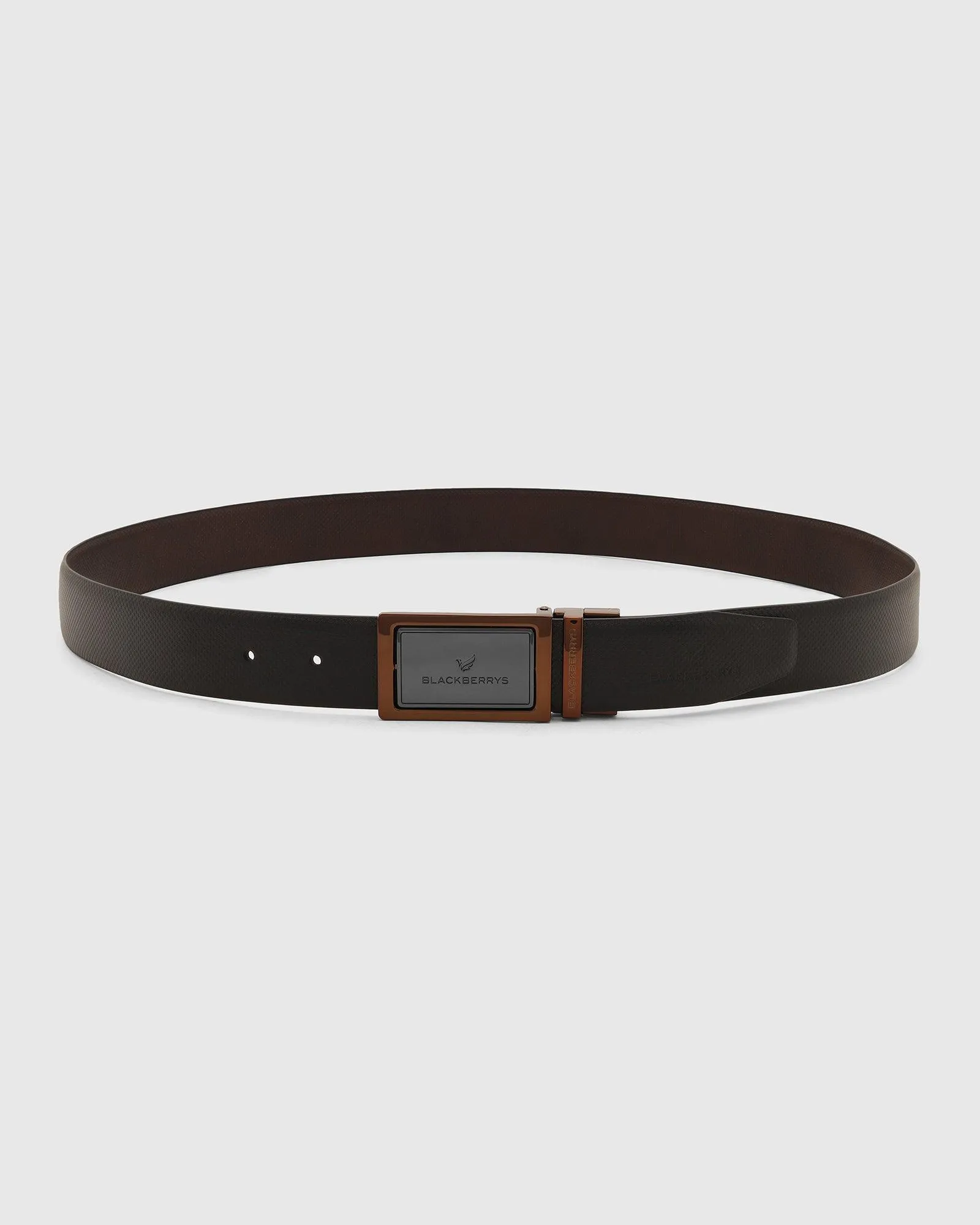 Leather Reversible Black & Brown Textured Belt - Trey