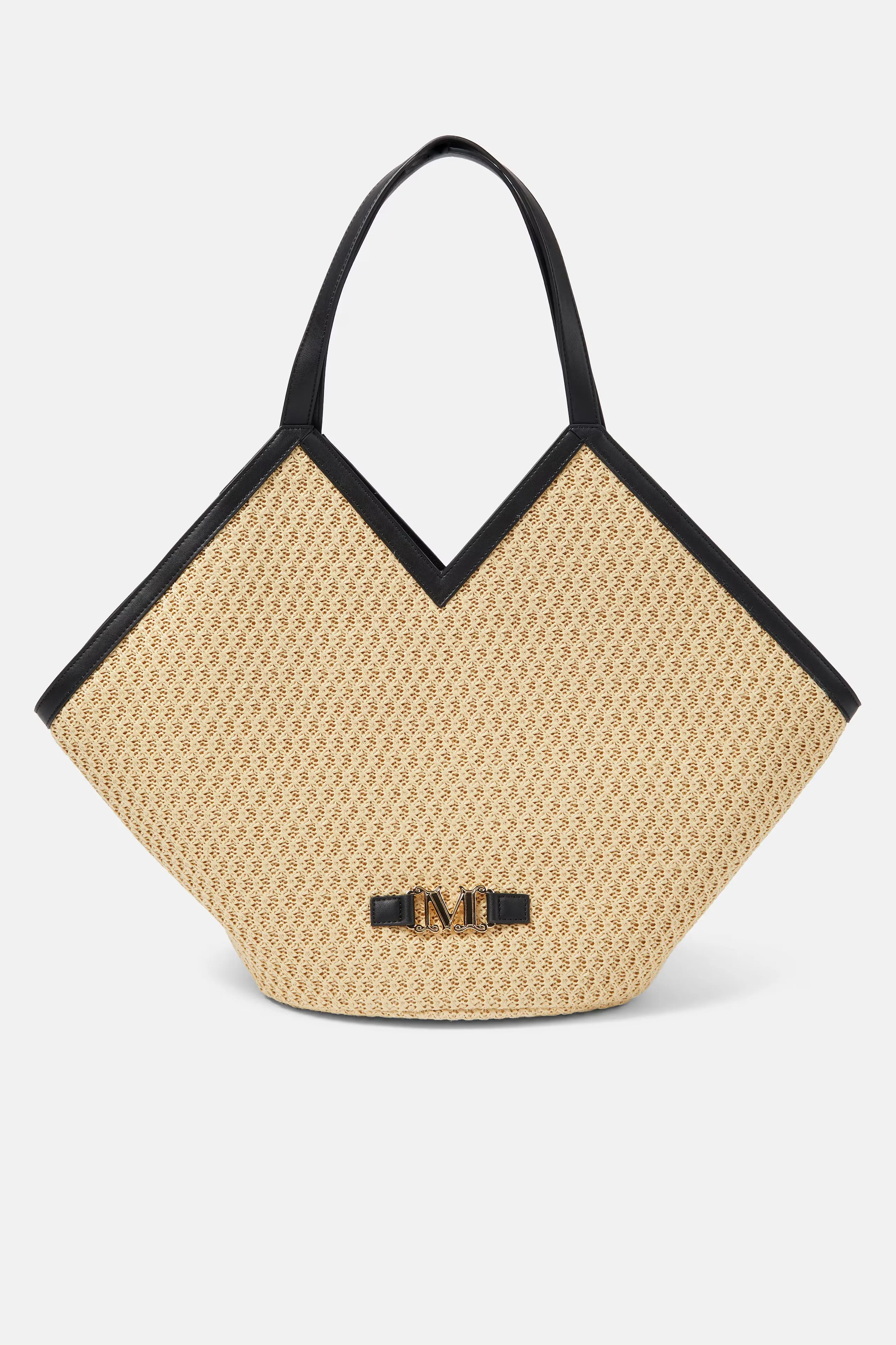 Luigi Rafia Handbag in Beige and Black