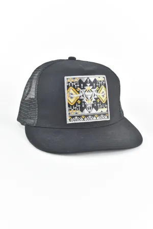 Mens Aztec Embroidery Cap - Black