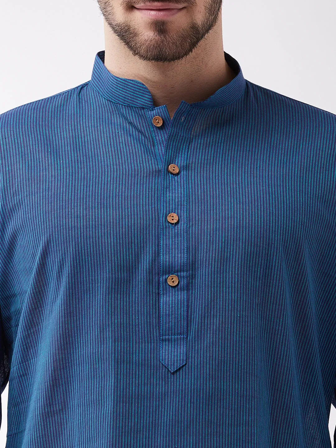 Men's Blue Pure Cotton Kurta - Vastramay