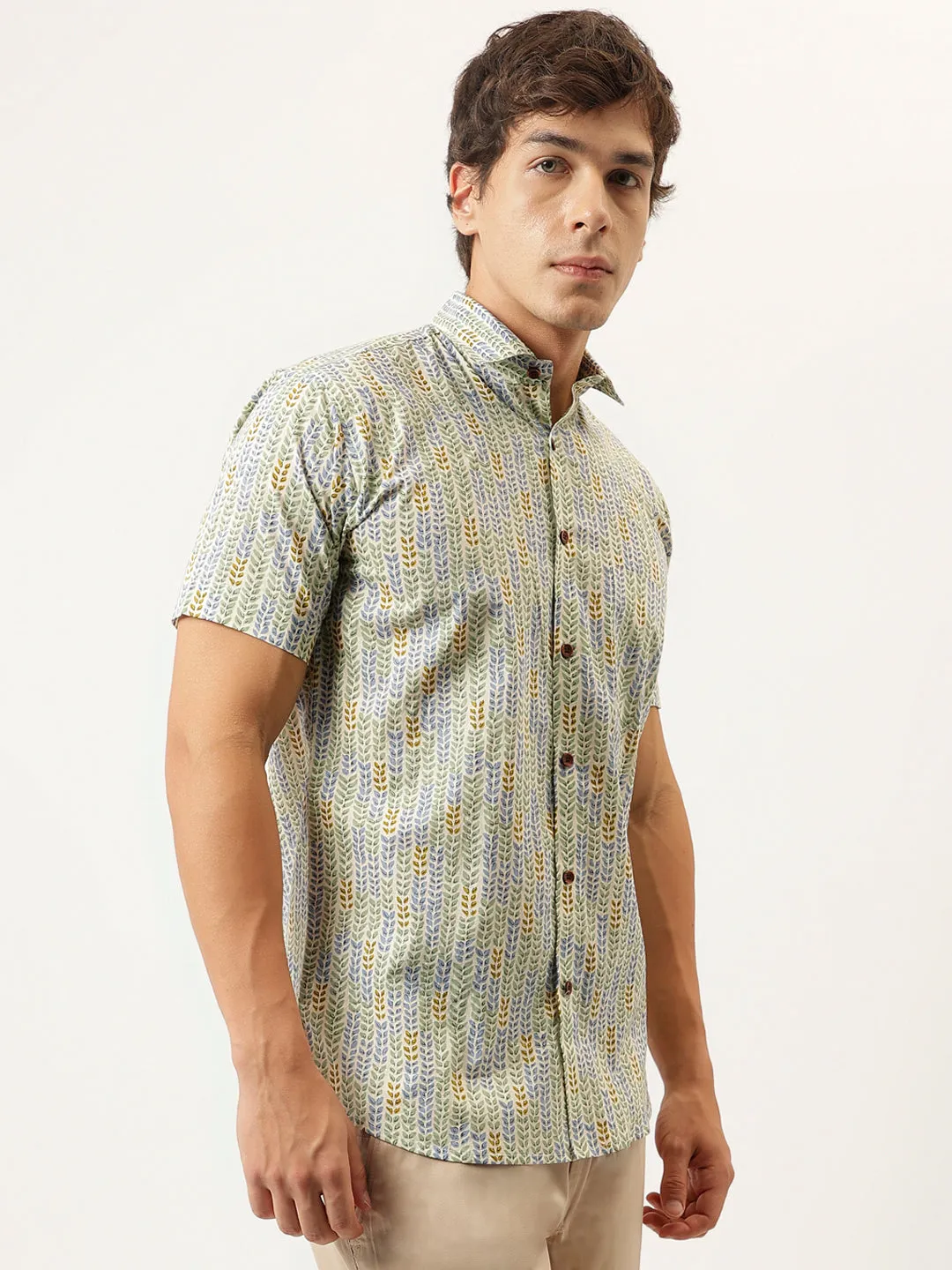 Millennial Men Pista Printed Cotton Half Sleeve Shirts