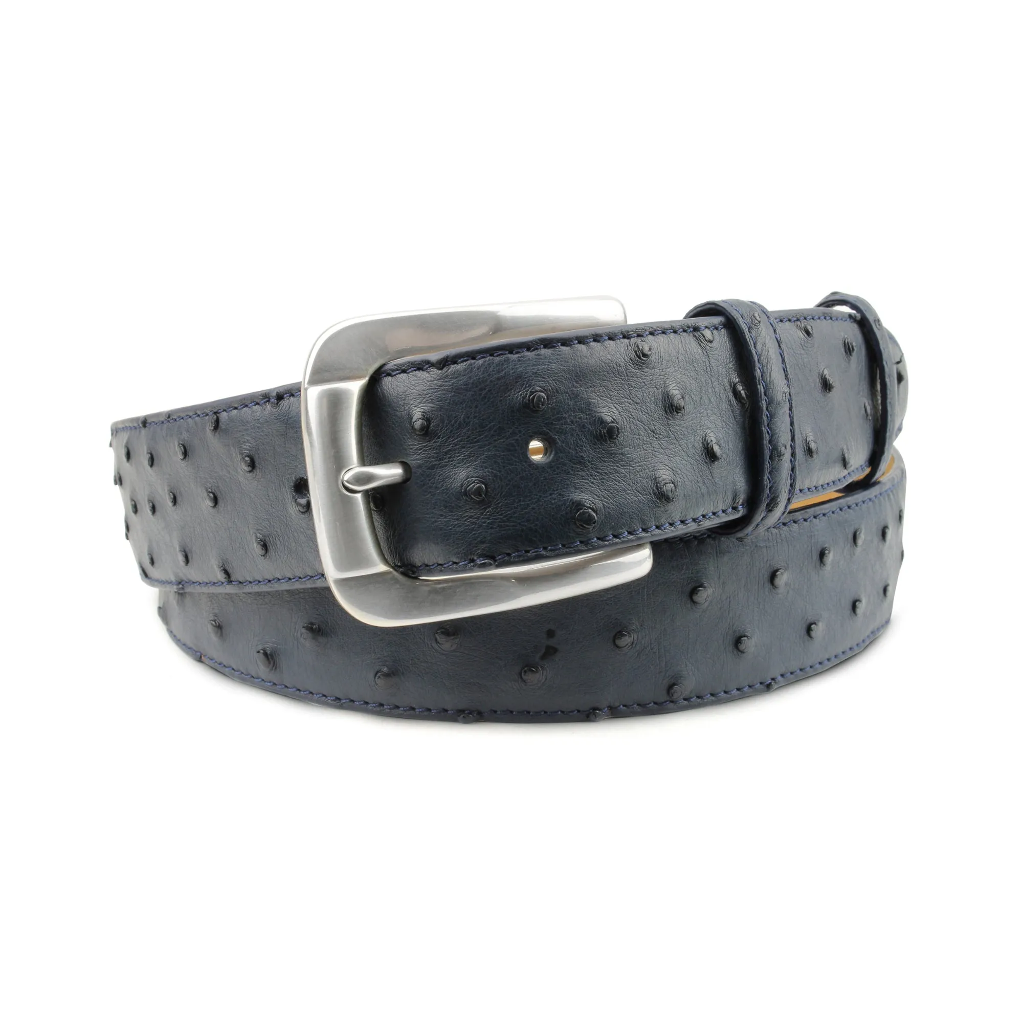 Navy Blue Genuine Ostrich Belt