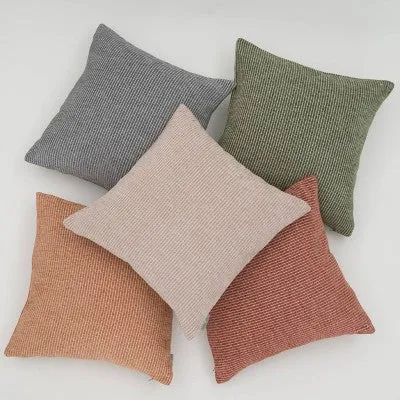 New - 18"x18" Nea Striped Chenille Woven Square Throw Pillow Taupe - freshmint