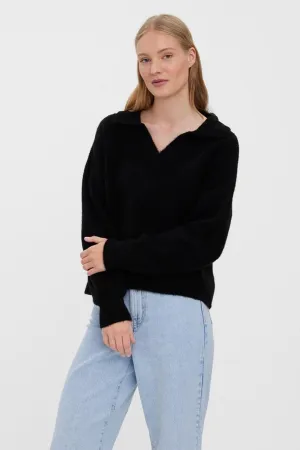 Olina Collar Bluse - Black