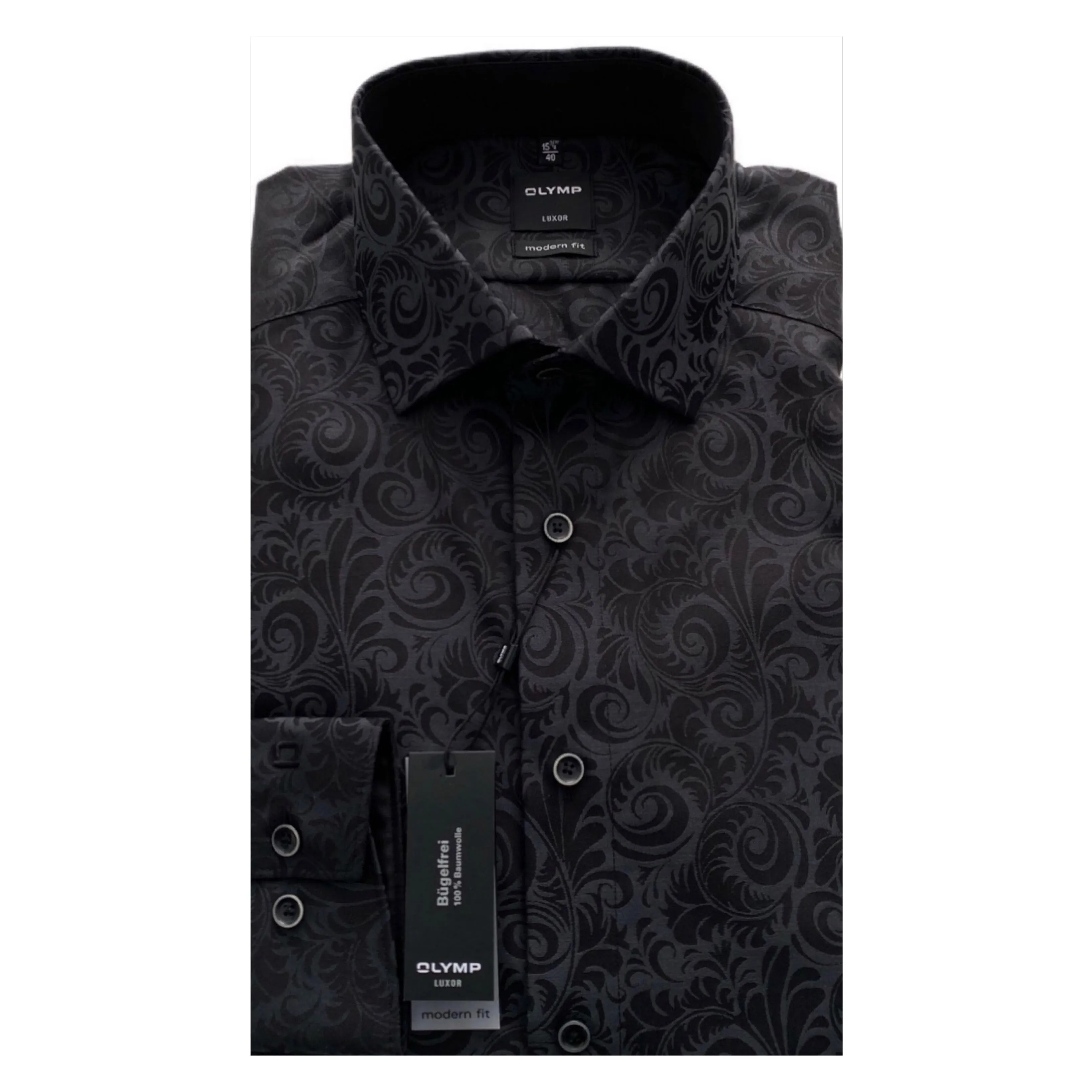 OLYMP Black Jacquard Modern Fit Shirt