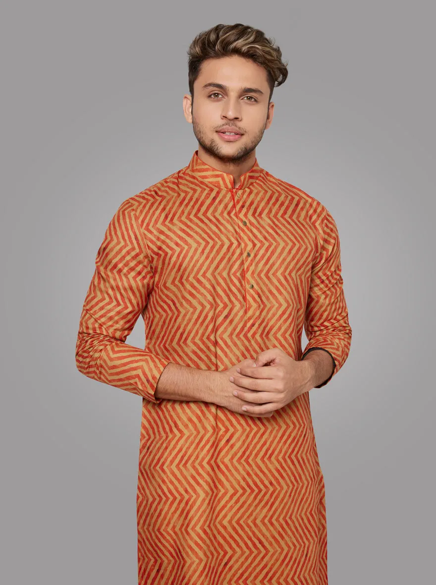 Orange & Beige Kurta Pajama | TULA