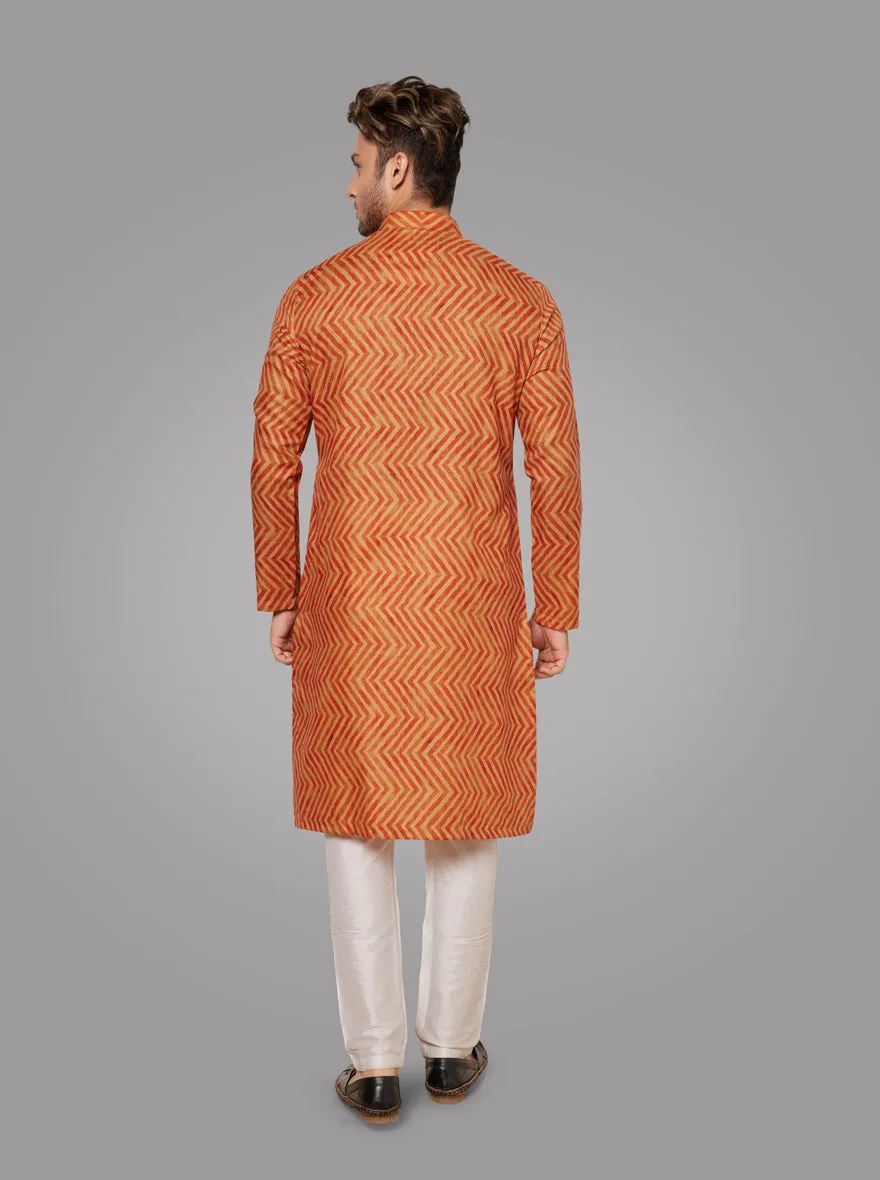 Orange & Beige Kurta Pajama | TULA