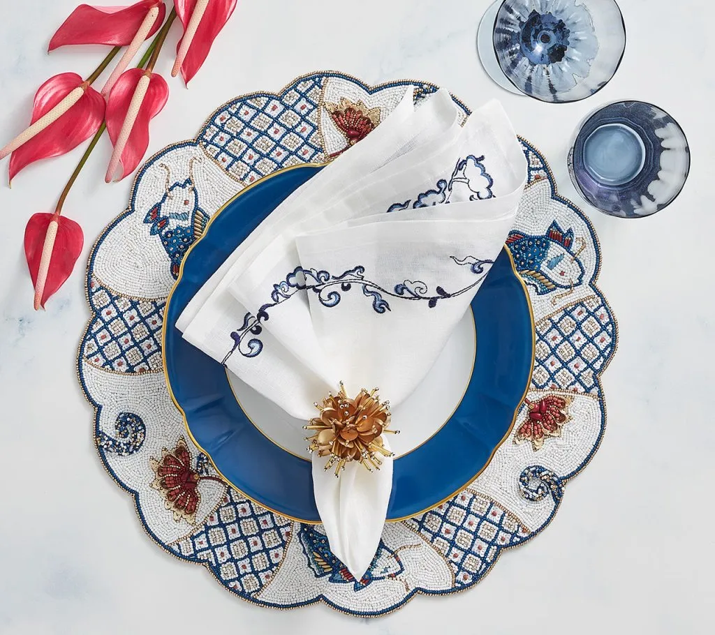 Orient Placemat in White & Multi, Set of 2