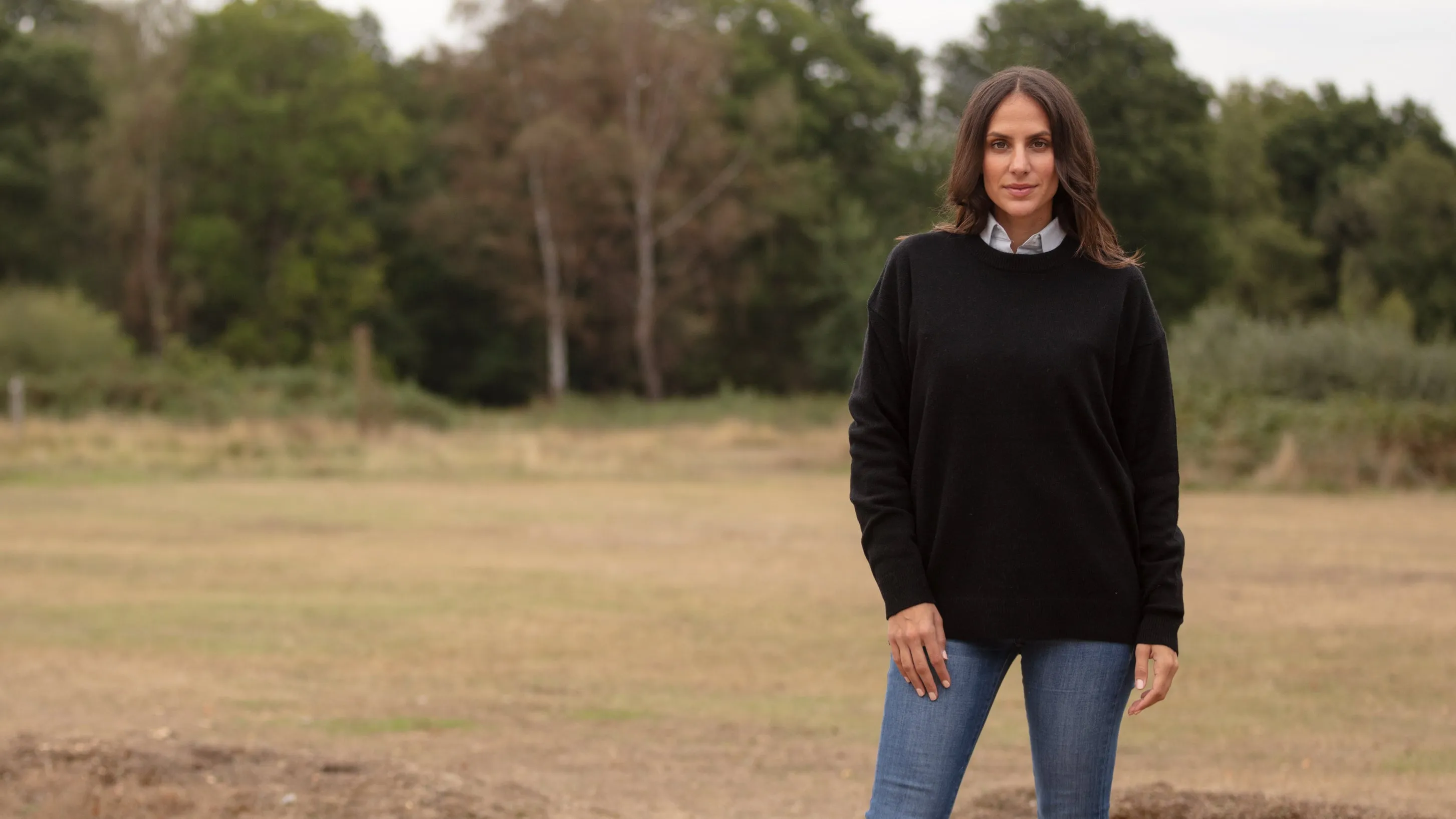 Oversized Crew Neck Jumper - Black