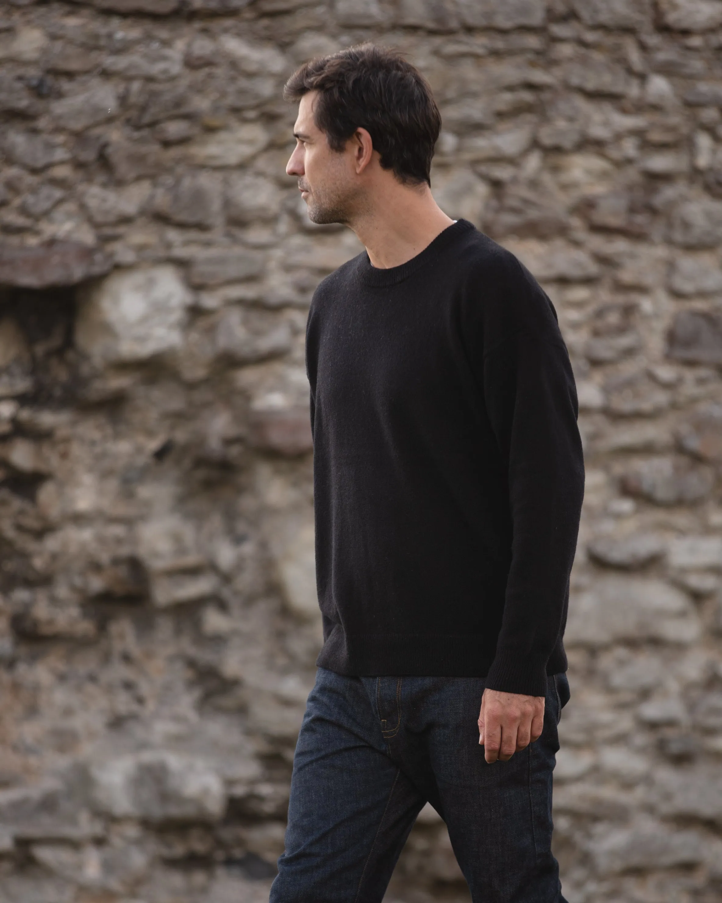 Oversized Crew Neck Jumper - Black