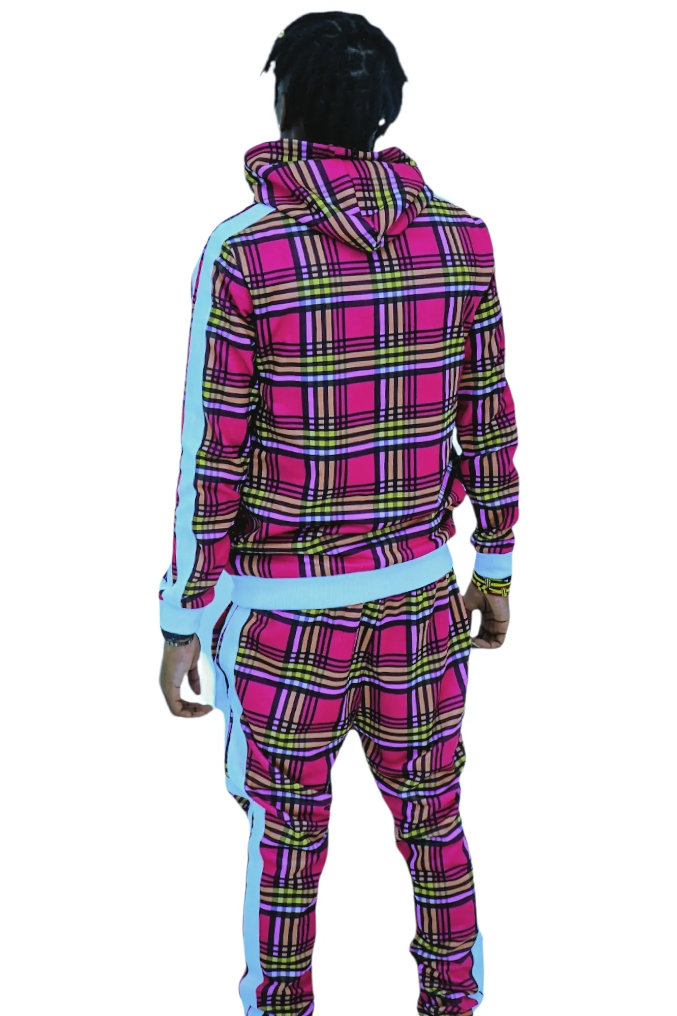 Premium Men’s Slim-Fit Pink Stripe Tracksuit Set – Stylish & Comfortable Two-Piece Outfit