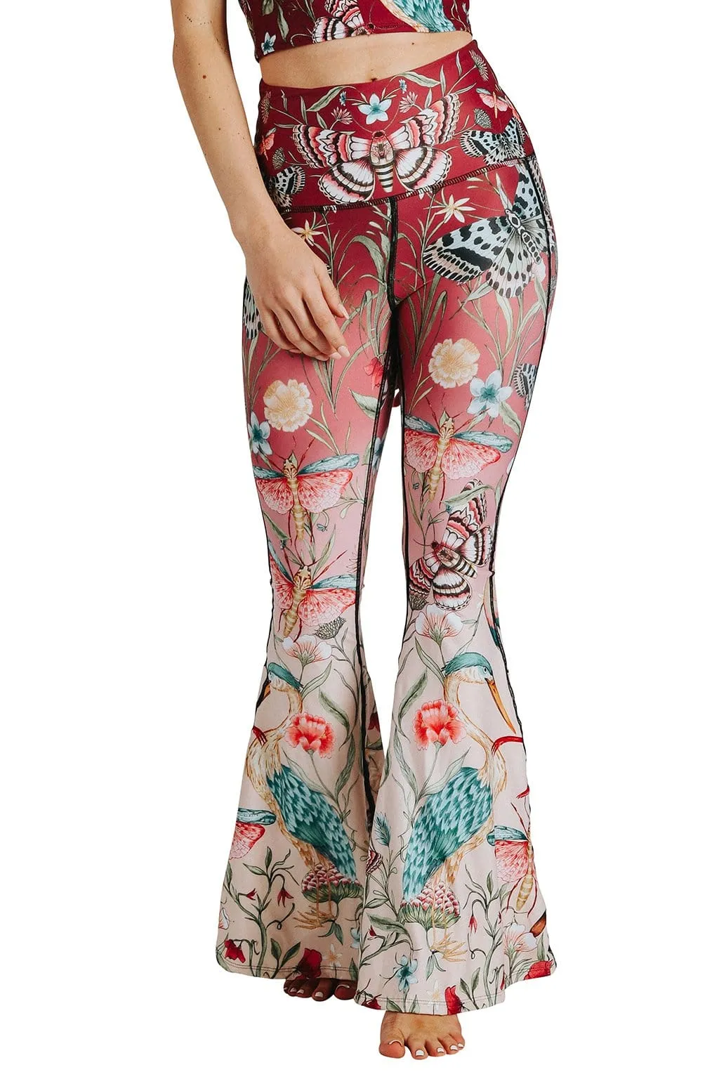 Pretty In Pink Printed Bell Bottoms by Yoga Democracy