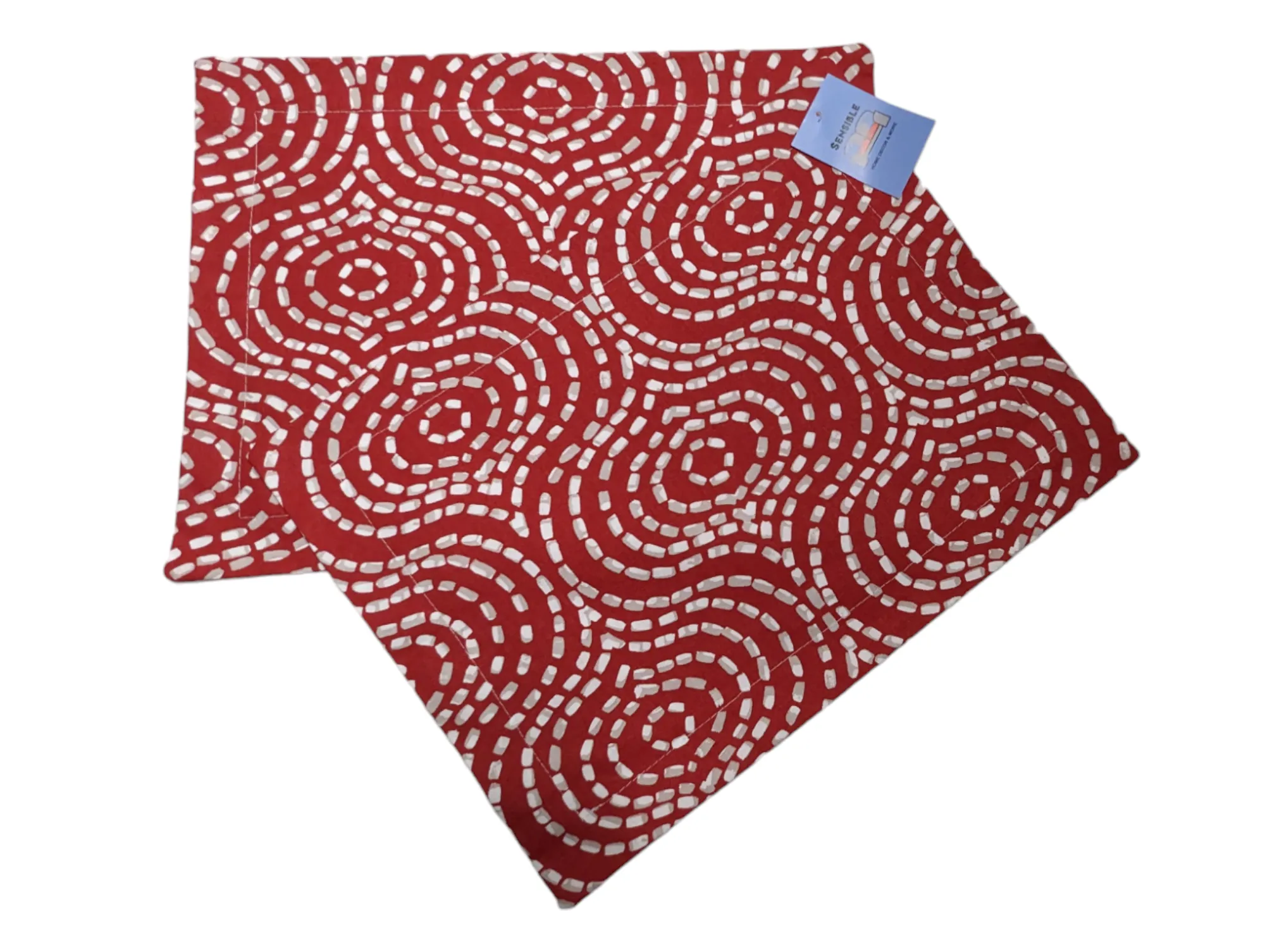 Red White Tan Swirls Christams or Winter Set of 2 Washable Placemats