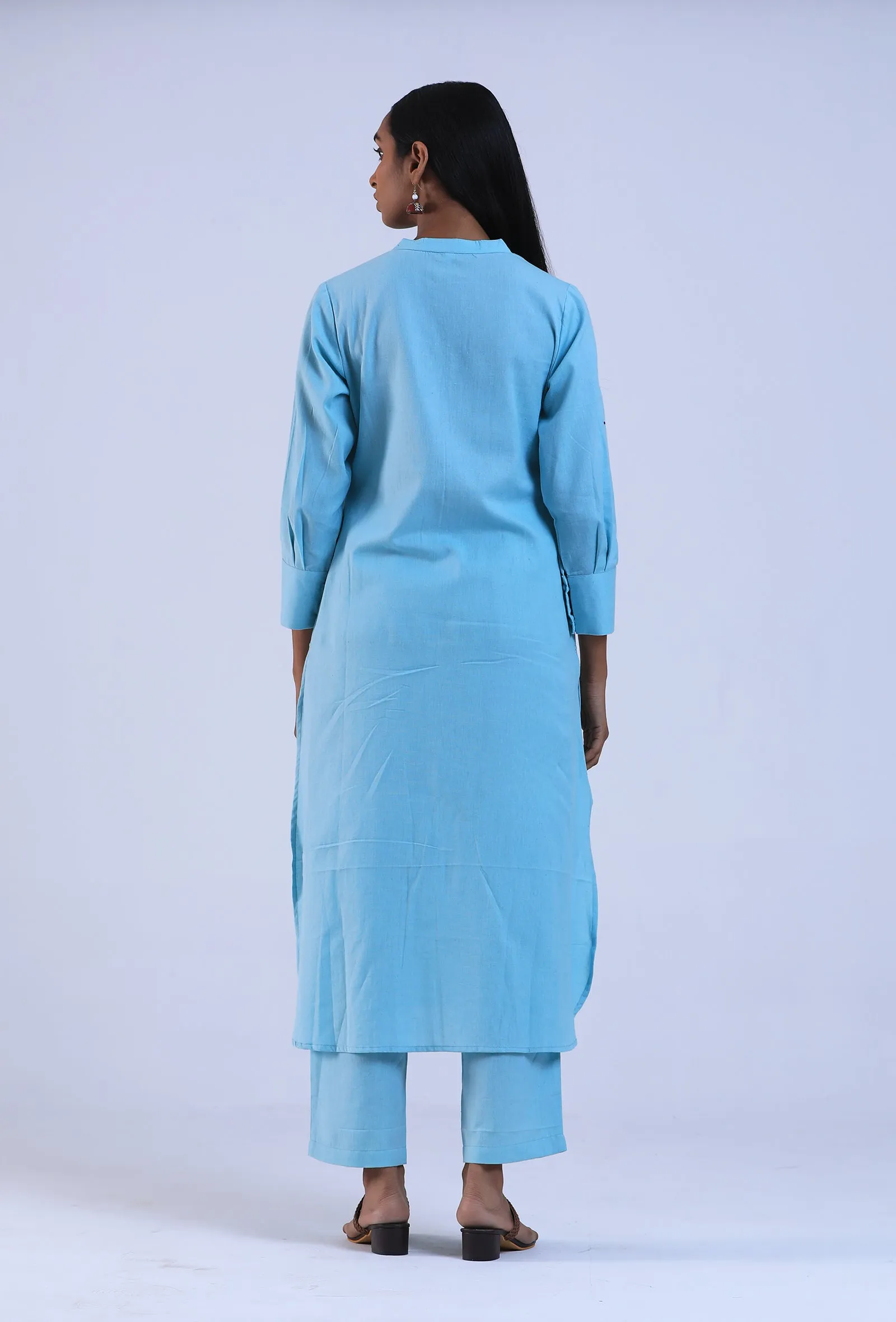 Set Of 2: Blue Cotton Kurta & Pant Set