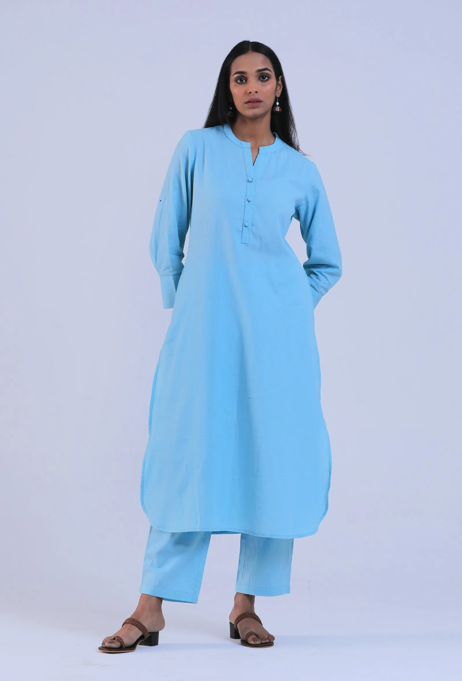 Set Of 2: Blue Cotton Kurta & Pant Set