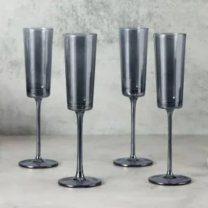 Simply Home 4 Piece Champagne Flute Set - Grey