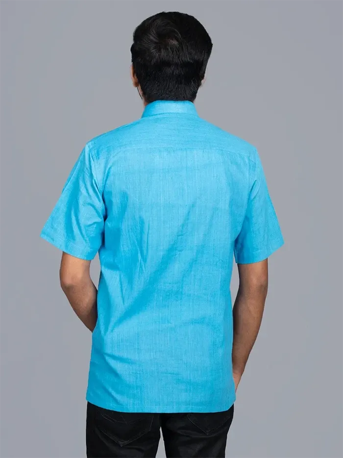 Sky Blue Handwoven Organic Cotton Formal Men Shirt