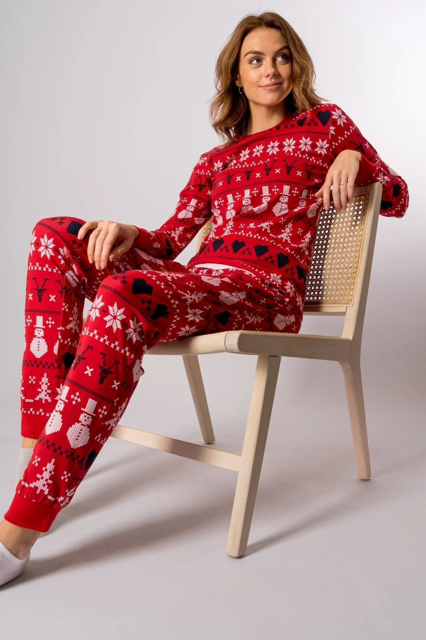 Snowflake Women Pyjamas - Red