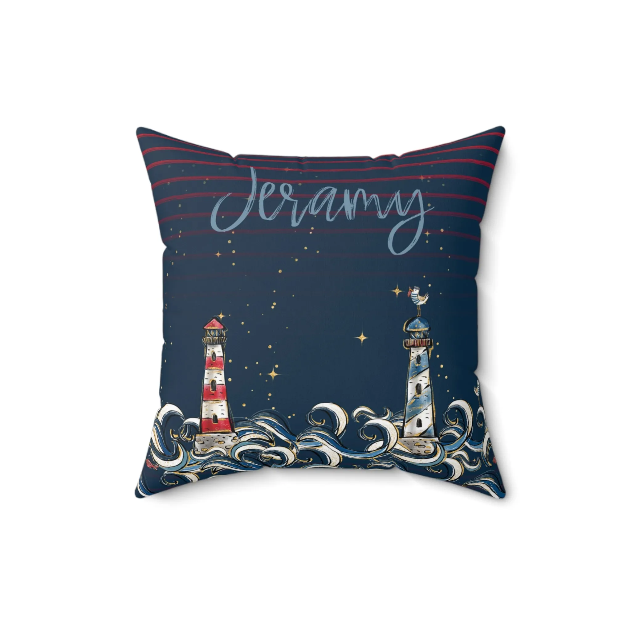 Spun Polyester Square Pillow, Nautical Cushion