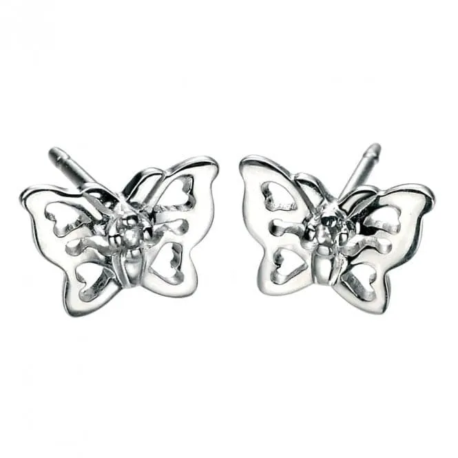 Sterling Silver Filigree Butterfly Stud Earrings E3910