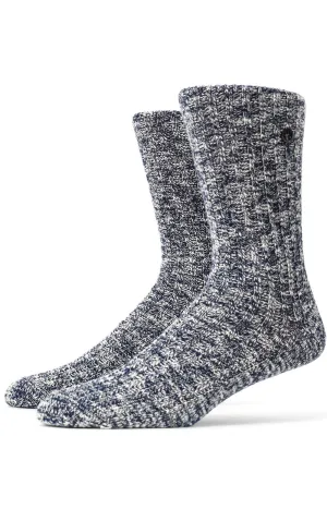 Stylish Blue and White Cotton Slub Socks