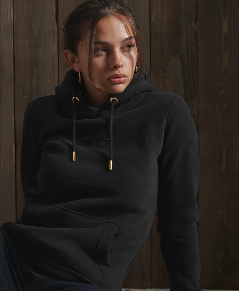 SUPERDRY VL TONAL EMBELLISHED HOODY IN BLACK