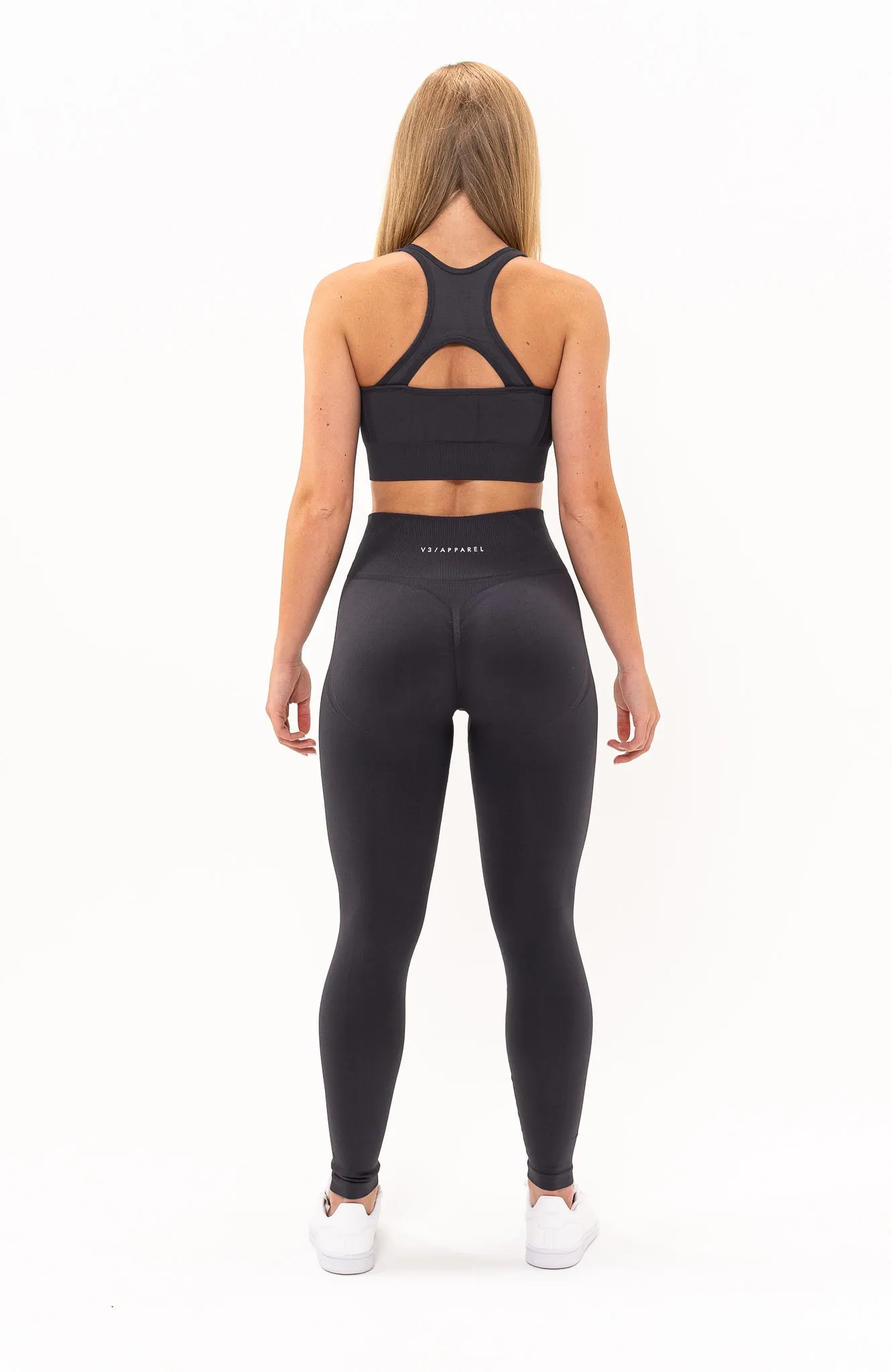 Tempo Seamless Scrunch Leggings & Sports Bra Set - Grey