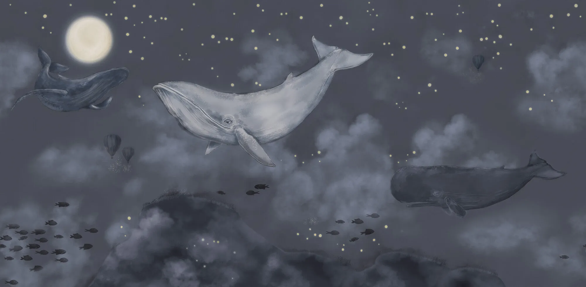 Whales in the Sky - 9458W Mural