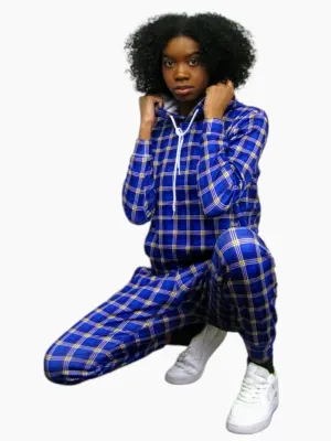 Women’s Casual Blue Stripe Tracksuit Set – Stylish & Comfortable Two-Piece Outfit