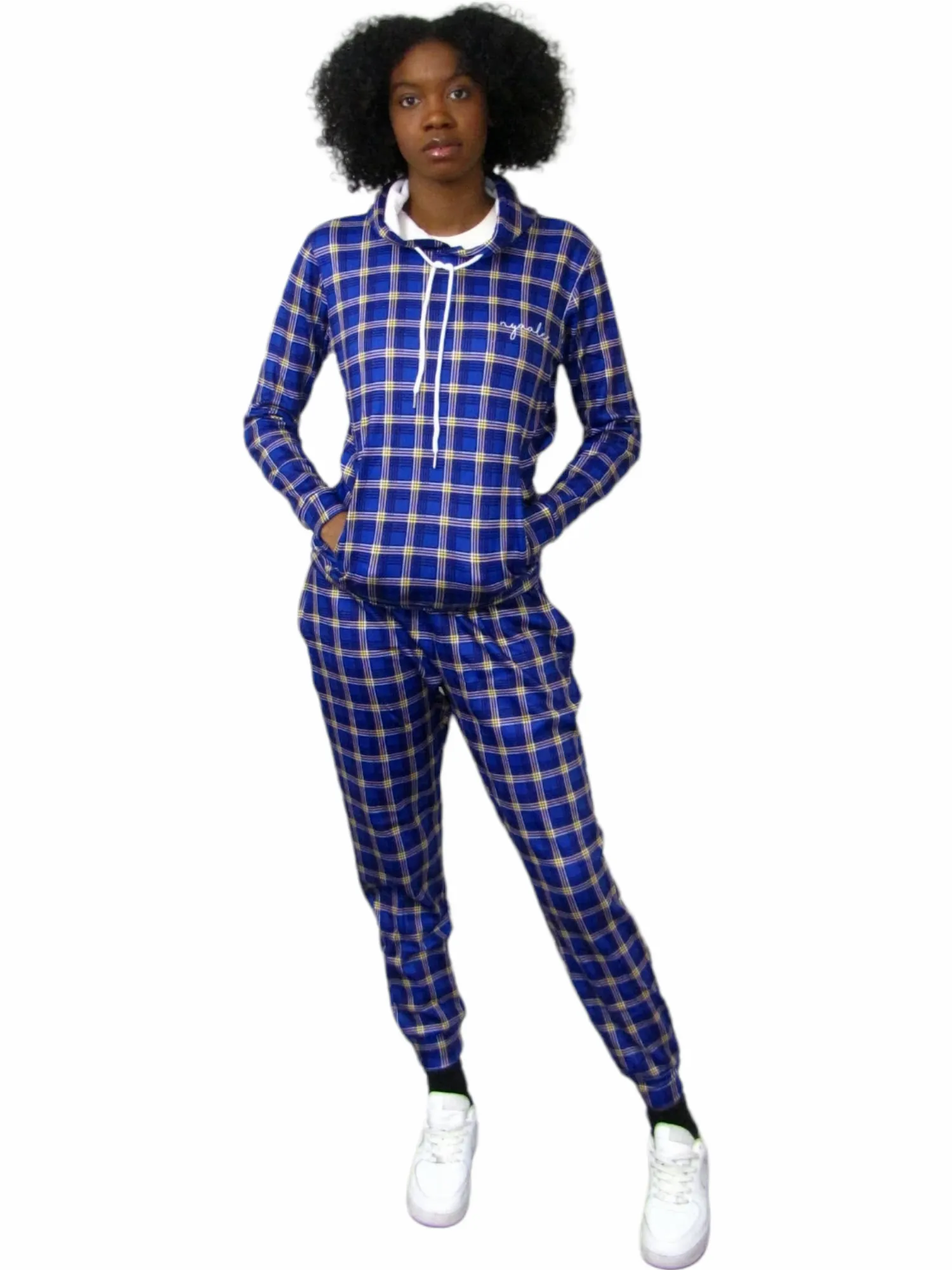 Women’s Casual Blue Stripe Tracksuit Set – Stylish & Comfortable Two-Piece Outfit