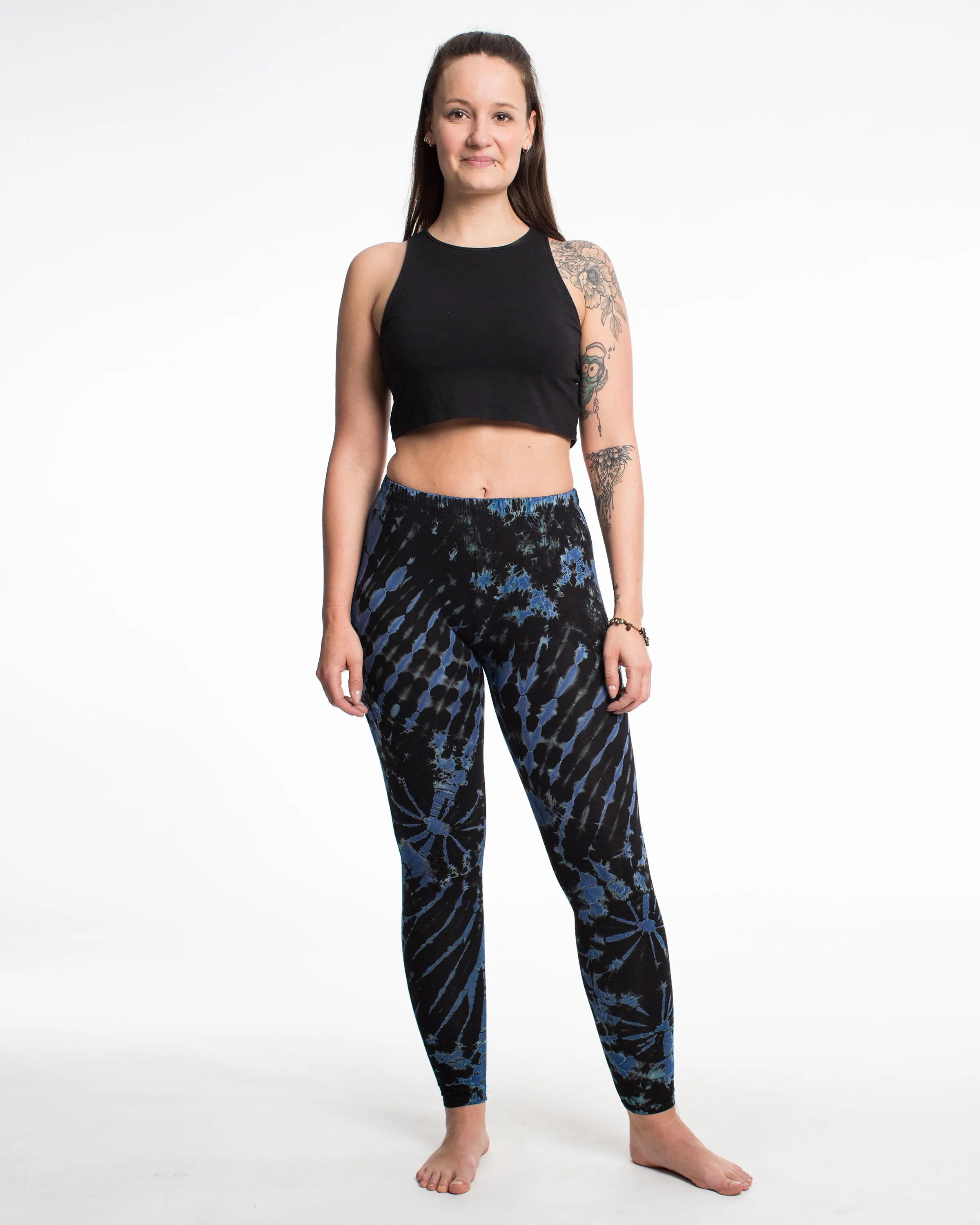 Womens Tie Dye Yoga Leggings in Blue